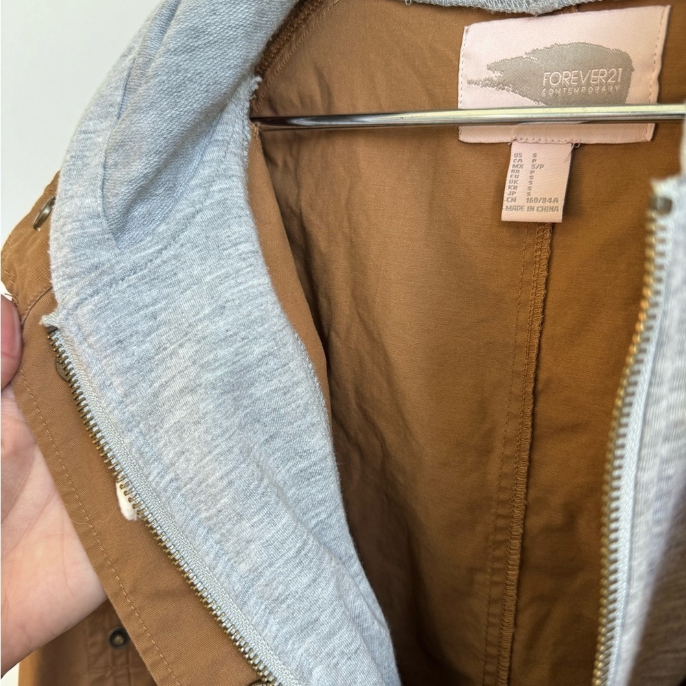 Forever 21 Brown Jacket with Attached Hoodie - Picture 4 of 5